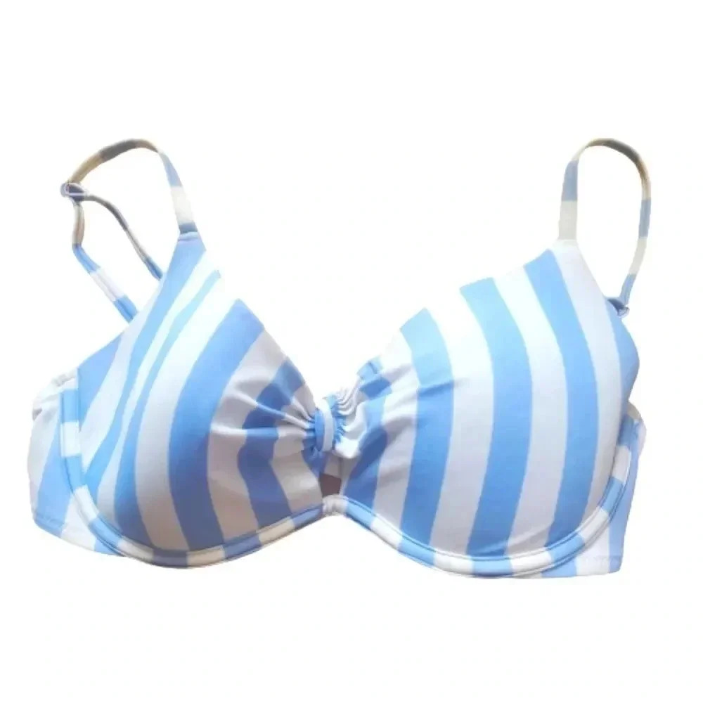 Shade & Shore light blue and white bikini top Size 34C